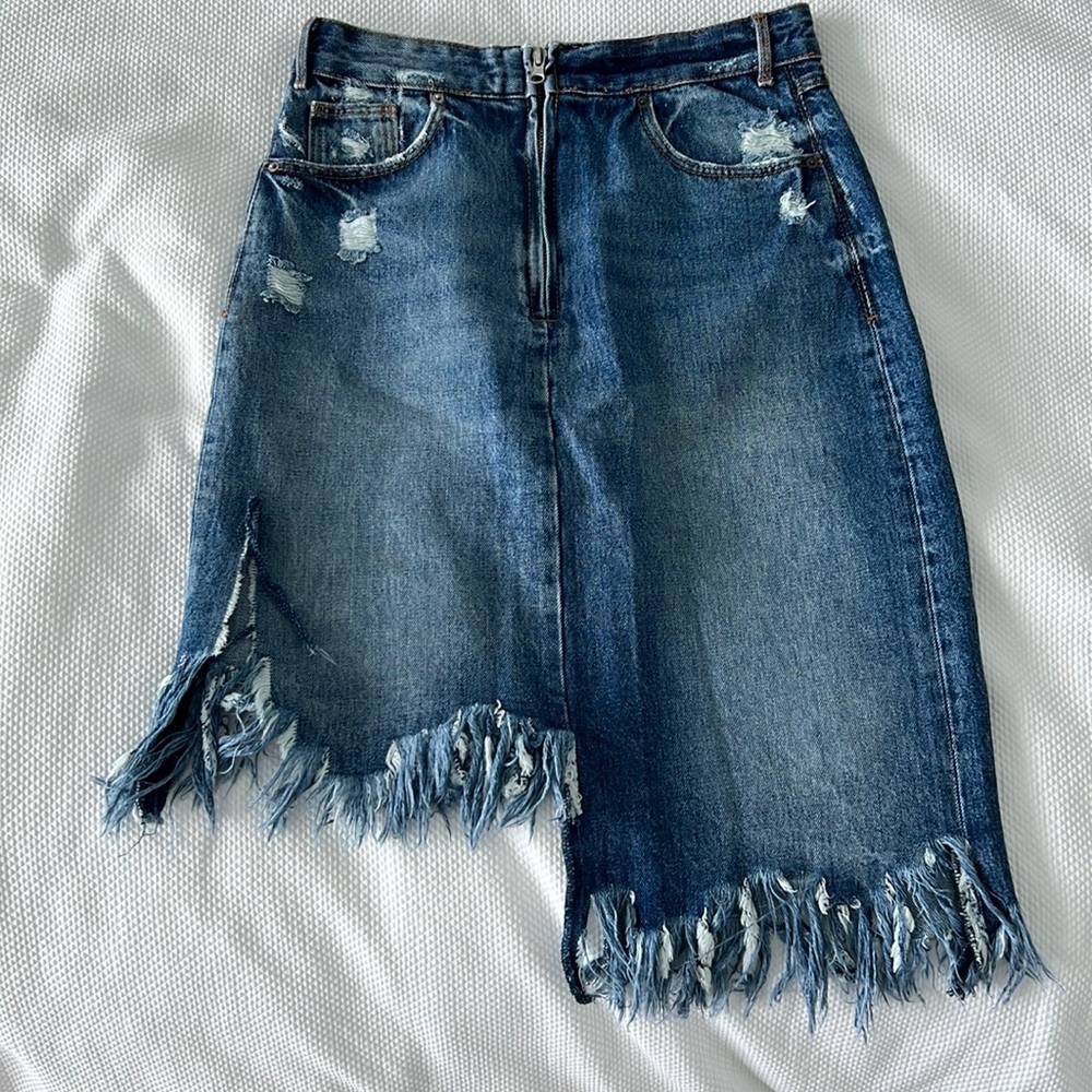 Zara fringe denim skirt size S